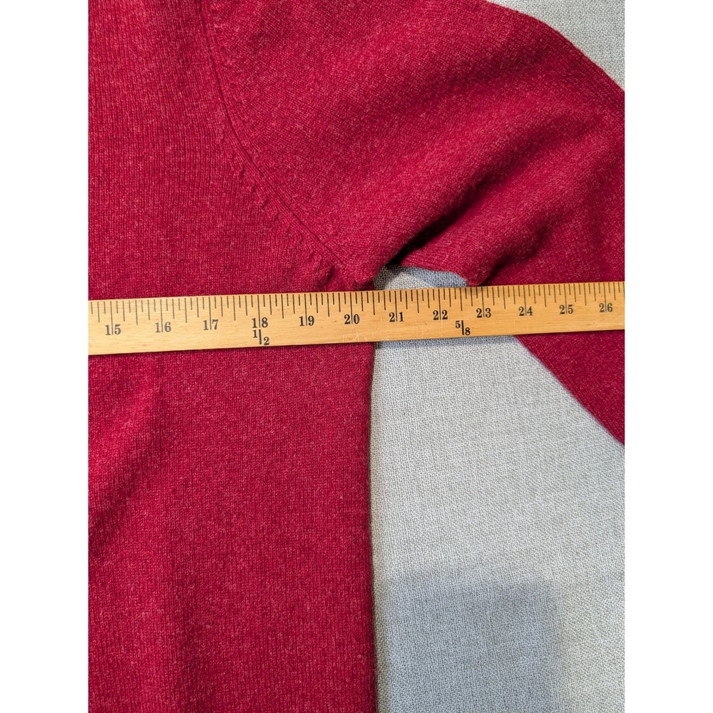 Brooks Brothers V-Neck Sweater Mens Medium Red Scottish Lambswool Solid - Picture 3 of 6